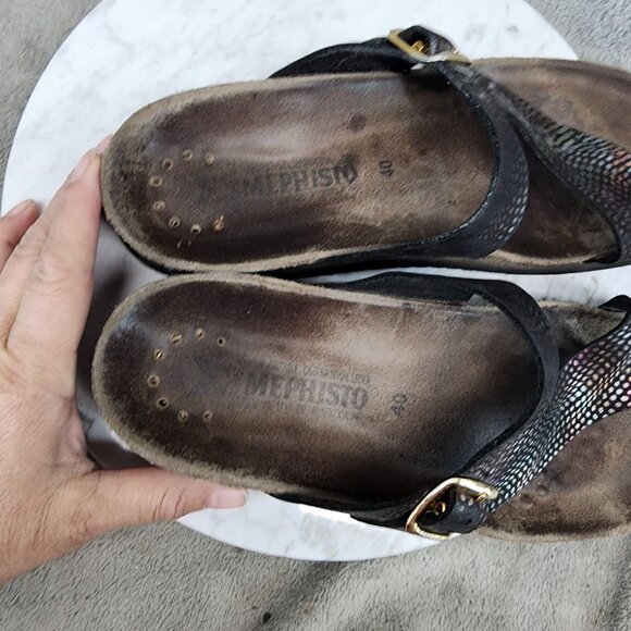 Mephisto Shoes Womens Size EU 40 US 10 Black Slip On Sandels *Read* - Picture 10 of 13